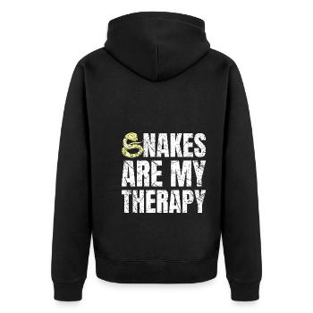 Snakes Are My Therapy Snake Owner - Unisex Premium Organic Zip Hoodie - black - Back - Nico (187cm)