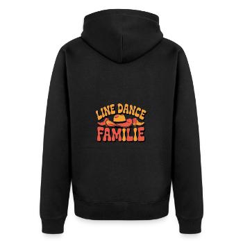 Line Dance Familie. Die ganze Familie tanzt - Unisex Premium Bio Zip Hoodie - Schwarz - Hinten - Nico (187cm)