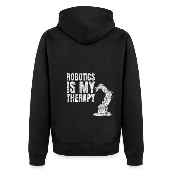 Robotics Is My Therapy Roboter Techniker - Unisex Premium Bio Zip Hoodie - Schwarz - Hinten - Nico (187cm)