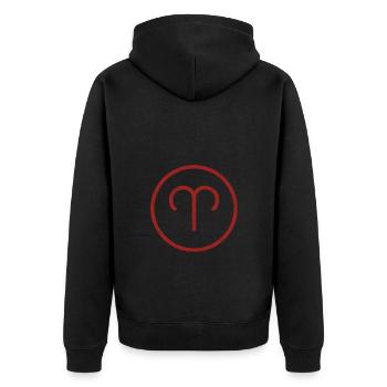 Sternzeichen Widder - Unisex Premium Bio Zip Hoodie - Schwarz - Hinten - Nico (187cm)