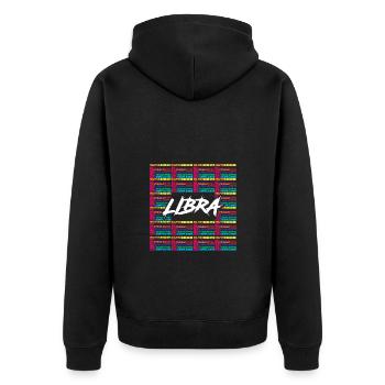 Sternzeichen Waage - Unisex Premium Bio Zip Hoodie - Schwarz - Hinten - Nico (187cm)