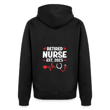 Retirement 2025 Pensioner Pension Pensioner - Unisex Premium Organic Zip Hoodie - black - Back - Nico (187cm)