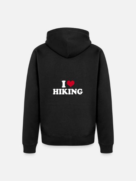 I Love Hiking - Unisex Premium Organic Zip Hoodie - black