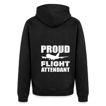 Cooler Flugbegleiter Airline Stewardess - Unisex Premium Bio Zip Hoodie - Schwarz - Hinten - Nico (187cm)