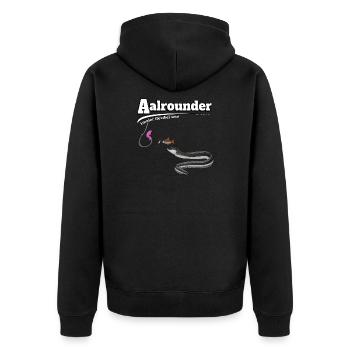 Aalrounder - Aal flexibel Angeln - Fishy Worm - Unisex Premium Bio Zip Hoodie - Schwarz - Hinten - Nico (187cm)