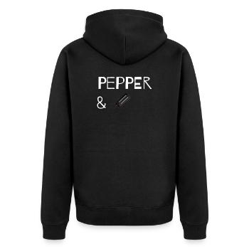 Wie Salz und Pfeffer - Lustiges Partner Paar Weiß - Unisex Premium Bio Zip Hoodie - Schwarz - Hinten - Nico (187cm)