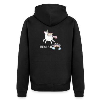 Sprich Regenbogen Einhorn Comic Unicorn Cool Shirt - Unisex Premium Bio Zip Hoodie - Schwarz - Hinten - Nico (187cm)