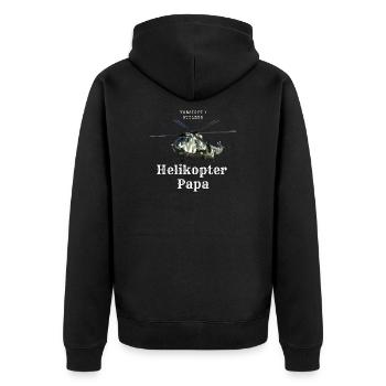 Stolzer Helikopterpapa - Unisex Premium Bio Zip Hoodie - Schwarz - Hinten - Nico (187cm)