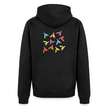 Klitorisparade Regenbogen Geschenkidee - Unisex Premium Bio Zip Hoodie - Schwarz - Hinten - Nico (187cm)