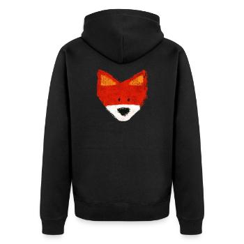 FUCHS, fox - Unisex Premium Bio Zip Hoodie - Schwarz - Hinten - Nico (187cm)