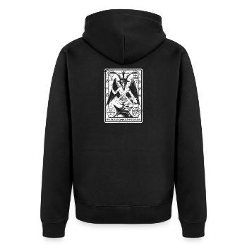 Baphomet Shirt | Satan Lucifer 666 Pentagram Evil - Unisex Premium Organic Zip Hoodie - black - Back - Nico (187cm)