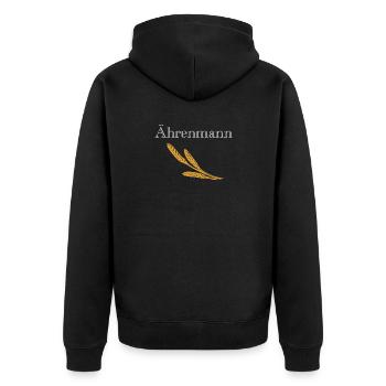 Ährenmann - Unisex Premium Bio Zip Hoodie - Schwarz - Hinten - Nico (187cm)