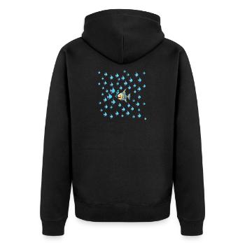 Against the current | Fish | Anti-shirt - Unisex Premium Organic Zip Hoodie - black - Back - Nico (187cm)