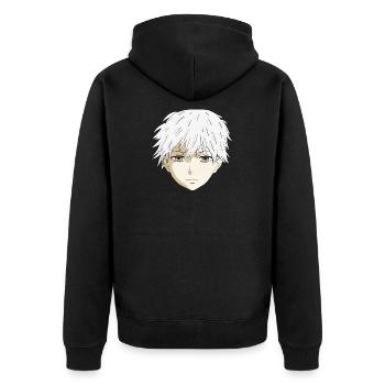 Anime Boy - Unisex Premium Bio Zip Hoodie - Schwarz - Hinten - Nico (187cm)