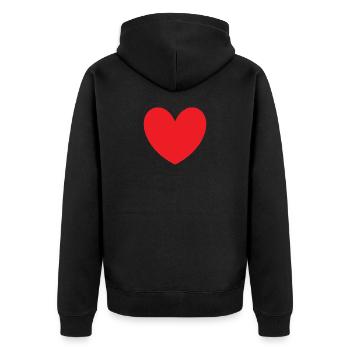 red heart - Unisex Premium Organic Zip Hoodie - black - Back - Nico (187cm)