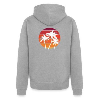 Strand Beach Summer Feeling Ferien Urlaub Reise - Unisex Premium Bio Zip Hoodie - Grau meliert - Hinten - Nico (187cm)