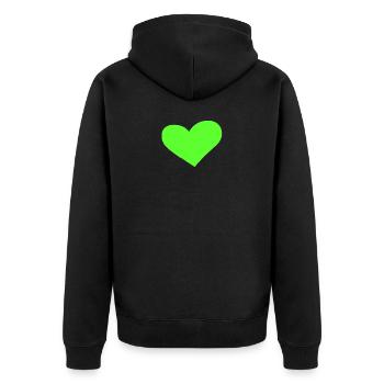 Grünes Herz Geschenkidee - Unisex Premium Bio Zip Hoodie - Schwarz - Hinten - Nico (187cm)