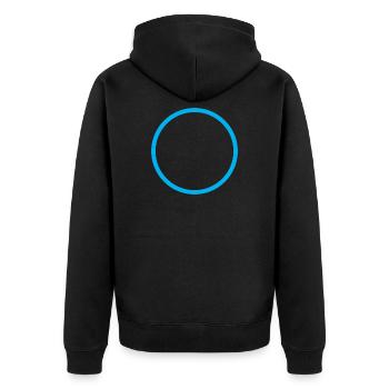 Minimalist blue circle - Unisex Premium Organic Zip Hoodie - black - Back - Nico (187cm)