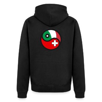 Yin & Yang - Suisse & Italie - Veste à capuche bio Premium Unisexe - noir - Dos - Nico (187cm)