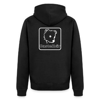 Bastelbär hellesDesign - Unisex Premium Bio Zip Hoodie - Schwarz - Hinten - Nico (187cm)