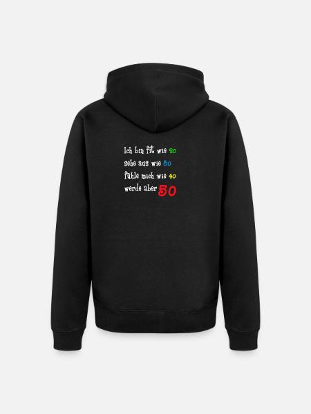 Geburtstagszahl 50 Jahre mit frechem Spruch - Unisex Premium Bio Zip Hoodie - Schwarz