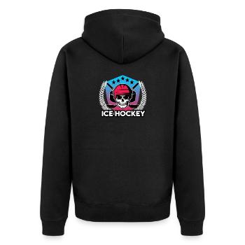 Hockey - Unisex Premium Organic Zip Hoodie - black - Back - Nico (187cm)