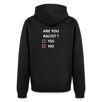 RACIST - Unisex Premium Organic Zip Hoodie - black - Back - Nico (187cm)