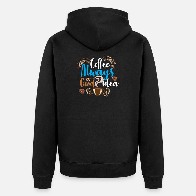 kaffee geschenk geschenkidee - Unisex Premium Bio Zip Hoodie - Schwarz