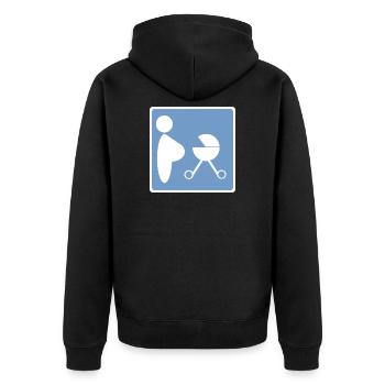 MANN AM GRILL VS. FRAUENPARKPLATZ - Unisex Premium Bio Zip Hoodie - Schwarz - Hinten - Nico (187cm)