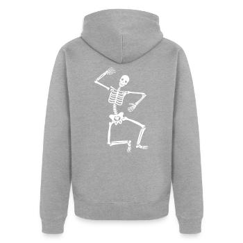 Skeleton Dancing Halloween - Unisex Premium Organic Zip Hoodie - heather grey - Back - Nico (187cm)