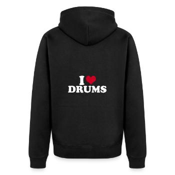 I Love Drums - Unisex Premium Organic Zip Hoodie - black - Back - Nico (187cm)