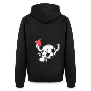 Funny Soccer Ball Sportbeamter - Unisex Premium Bio Zip Hoodie - Schwarz - Hinten - Nico (187cm)