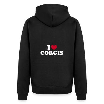 I Love Corgis - Unisex Premium Bio Zip Hoodie - Schwarz - Hinten - Nico (187cm)