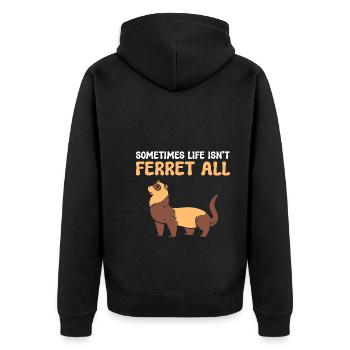 Frettchen Wortspiel Wildtierbiologe - Unisex Premium Bio Zip Hoodie - Schwarz - Hinten - Nico (187cm)