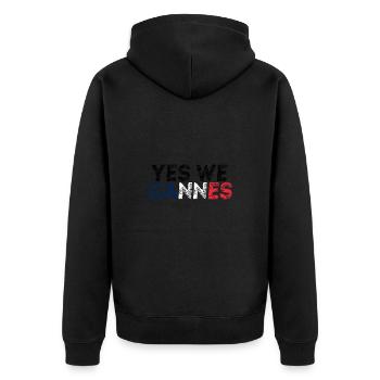 Yes We Cannes Geschenkidee Frankreich französisch - Unisex Premium Bio Zip Hoodie - Schwarz - Hinten - Nico (187cm)