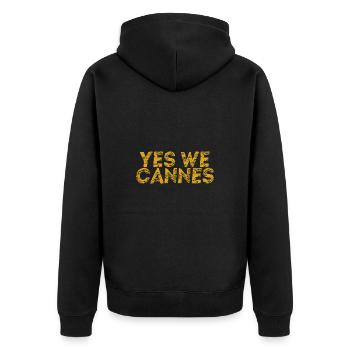 Yes We Cannes Geschenkidee Frankreich französisch - Unisex Premium Bio Zip Hoodie - Schwarz - Hinten - Nico (187cm)