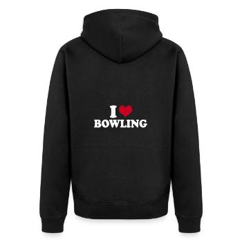 I Love Bowling - Unisex Premium Bio Zip Hoodie - Schwarz - Hinten - Nico (187cm)
