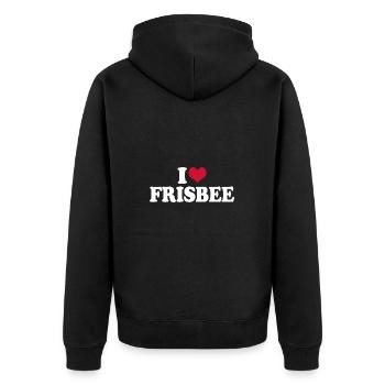I Love Frisbee Disc Golf - Unisex Premium Organic Zip Hoodie - black - Back - Nico (187cm)