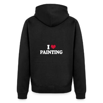 I Love Painting - Unisex Premium Organic Zip Hoodie - black - Back - Nico (187cm)