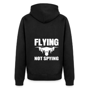 Fliegende Drohne Drohnenpilot - Unisex Premium Bio Zip Hoodie - Schwarz - Hinten - Nico (187cm)