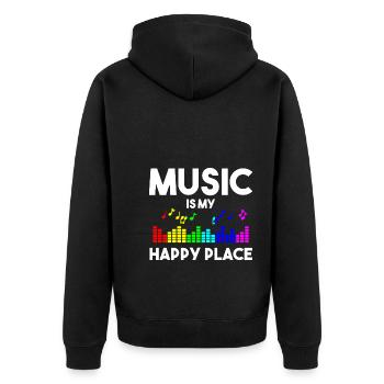 Music Is My Happy Place Music Musicians - Unisex Premium Organic Zip Hoodie - black - Back - Nico (187cm)