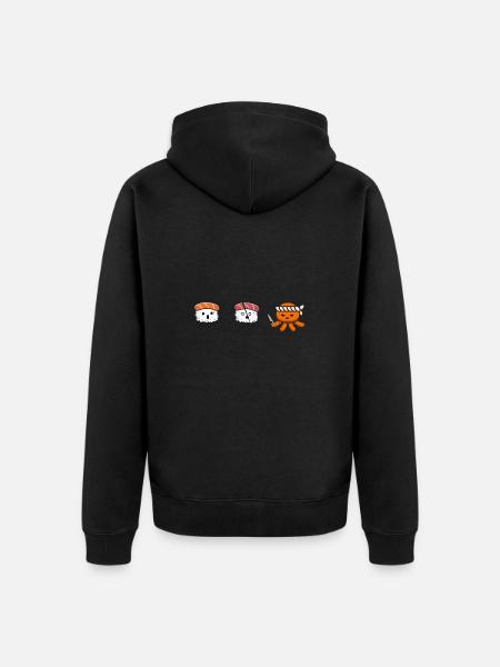 Sushi Ninja Angriff - Unisex Premium Bio Zip Hoodie - Schwarz