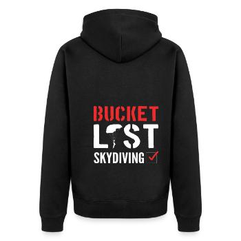 Bucket List Sky Diving Fallschirmspringer - Unisex Premium Bio Zip Hoodie - Schwarz - Hinten - Nico (187cm)