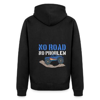 No Road, No Problem Racers - Unisex Premium Organic Zip Hoodie - black - Back - Nico (187cm)