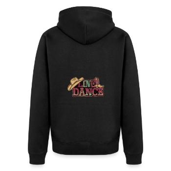 Line Dance Was sonst? Ich bin Line Dancer - Unisex Premium Bio Zip Hoodie - Schwarz - Hinten - Nico (187cm)