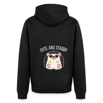 Netter Igel Tierpfleger - Unisex Premium Bio Zip Hoodie - Schwarz - Hinten - Nico (187cm)
