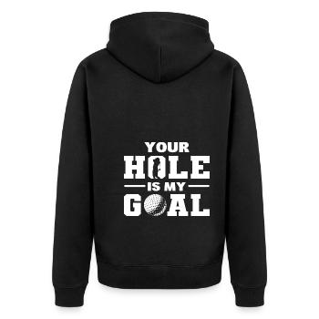 Votre trou est mon objectif Médaillé de golf - Veste à capuche bio Premium Unisexe - noir - Dos - Nico (187cm)