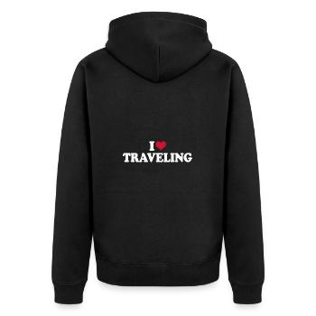 Voyage J’aime voyager vacances - Veste à capuche bio Premium Unisexe - noir - Dos - Nico (187cm)