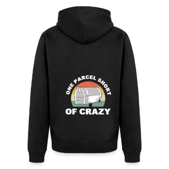 One Parcel Short Of Crazy Postman - Unisex Premium Organic Zip Hoodie - black - Back - Nico (187cm)