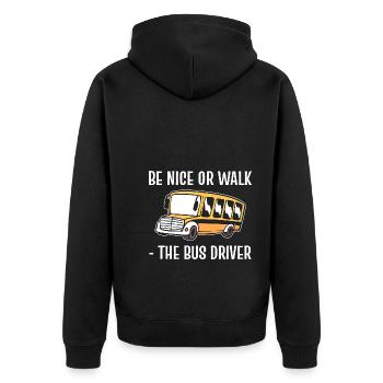 Schulbusfahrer Busbetreiber - Unisex Premium Bio Zip Hoodie - Schwarz - Hinten - Nico (187cm)